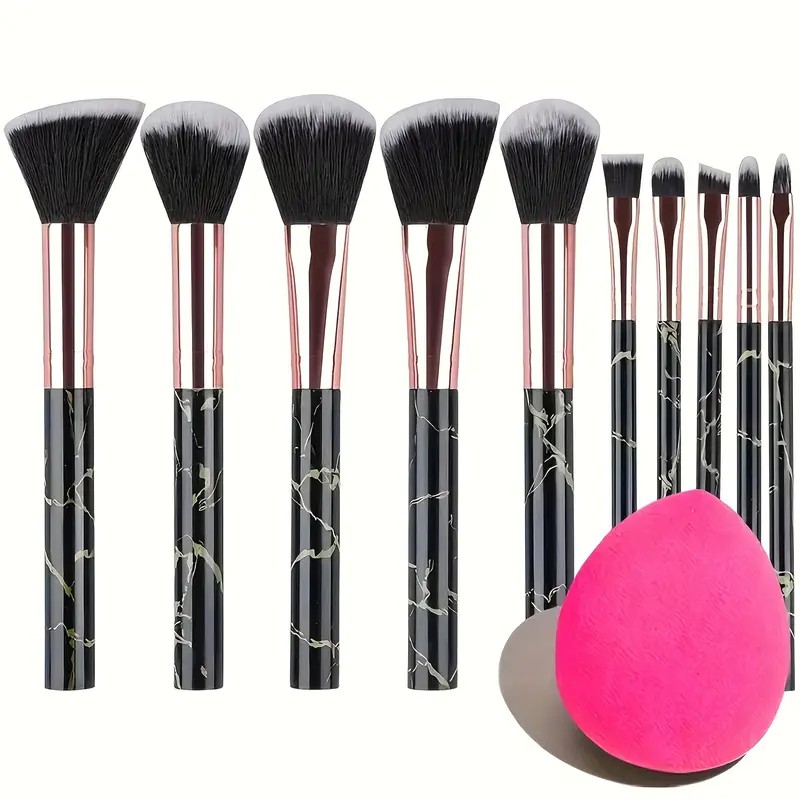 10-Piece Marble Brush Set + Be - Beauty Makeup Gift Sets 评论和价格