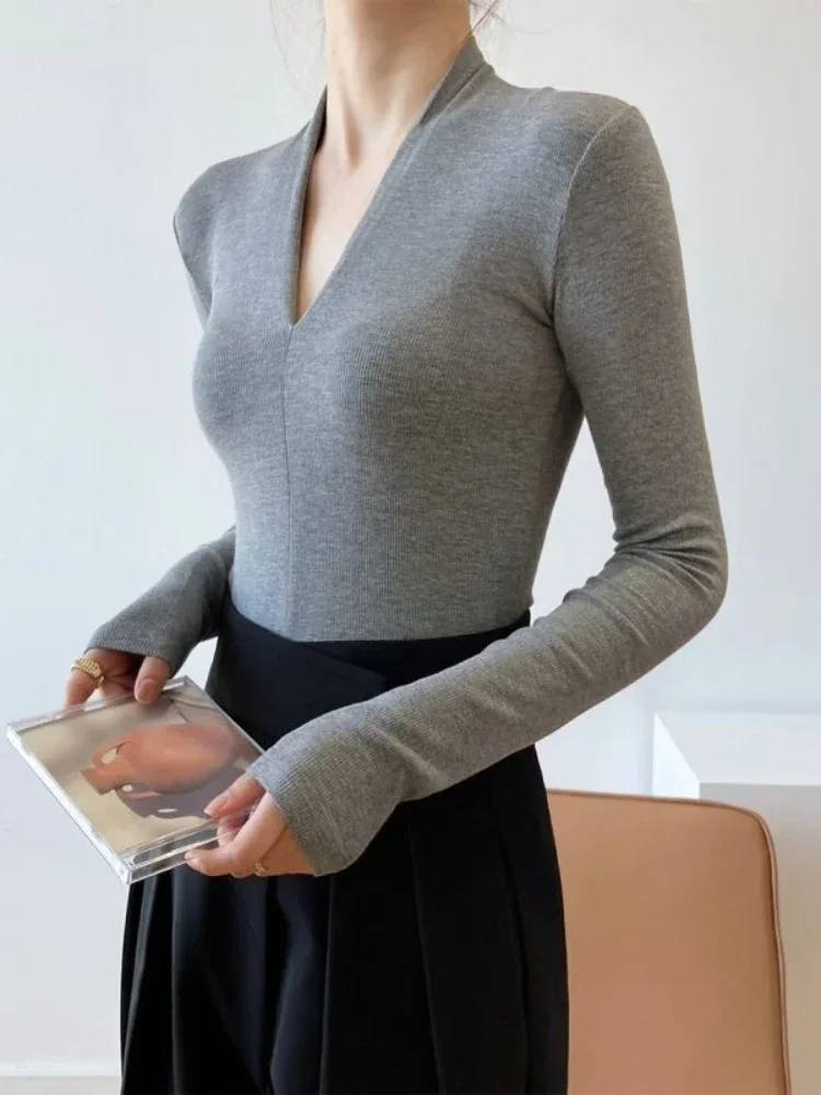 V-neck Slim Shirts Long Sleeve - Beauty & Makeup Katia Di Paola Palermo 评论和价格