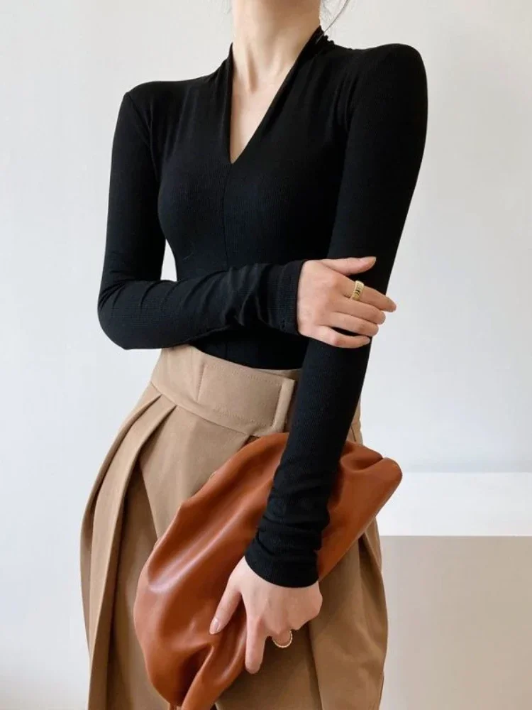 V-neck Slim Shirts Long Sleeve - Beauty & Makeup Katia Di Paola Palermo 评论和价格
