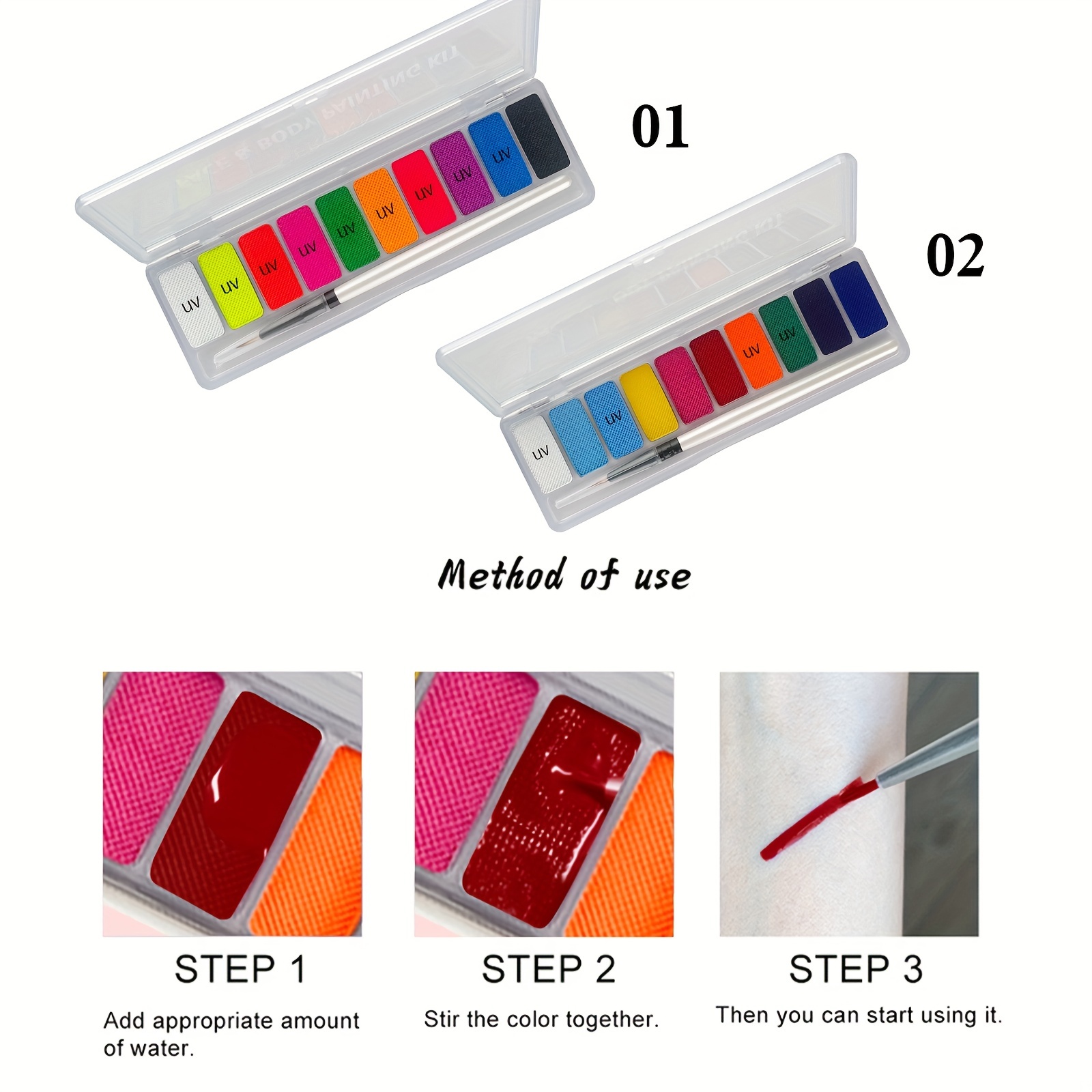 10 Colors Glow Fluorescent Neo - Beauty Halloween Makeup 评论和价格