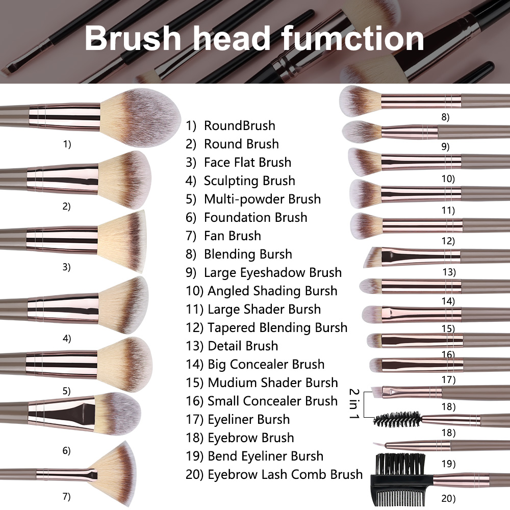 Professional 1-20PCS Makeup Br - Beauty Makeup Gift Sets 评论和价格